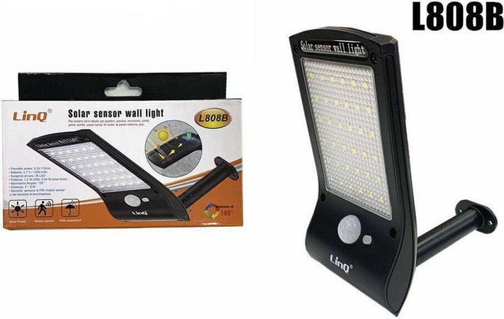 Luce Solare Applique 36 Led Da Parete Sensore Di Movimento Giardino Linq L808b Illuminazione/Illuminazione per esterni/Lampade da parete Trade Shop italia - Napoli, Commerciovirtuoso.it