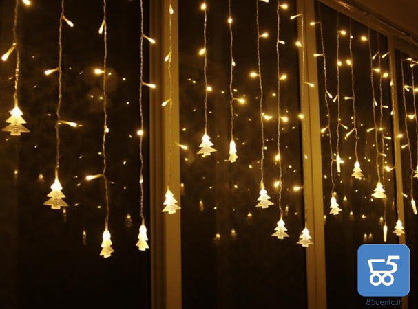 Luci a LED lucine a LED Natale impermeabili Bianco Caldo 96 Collana da 3,5 Metri di lunghezza con Formine Alberelli
