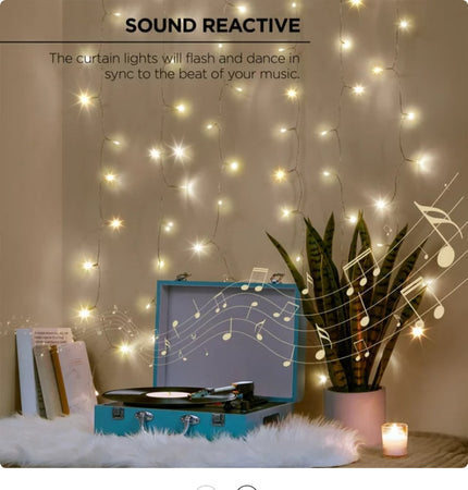 Luci-Di-Natale-Tende-A-Cascata-200led-Con-Sincronizzazione-Musicale-A-Batteria-Con-Telecomando-Luce-Caldo-O-Rgb
