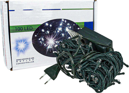 Luci-Per-Natale-Catena-100-Led-9M-Colore-Bianco-Caldo-Giallo-IP44-Lucciole-Per-Decorazioni-Natalizie-Con-Filo-Verde-Ledlux