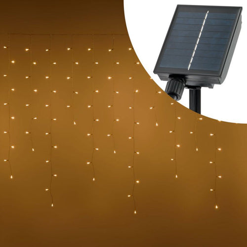 Cascata di luci 360 led bianco caldo Ø 5 mm con pannello solare per decorazioni natalizie h 110 cm