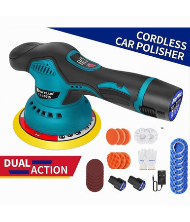 Lucidatrice Rotorbitale 2 Batterie 12 V 2000 Mah 8 Velocità Levigatrice Per Auto