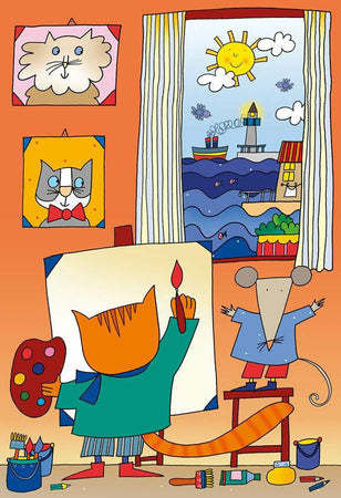 Ludattica Il Gatto Pittore Di Nicoletta Costa Puzzle 180pz. Puzzle per Bambini Colorato Dai 3 Anni 36x50cm