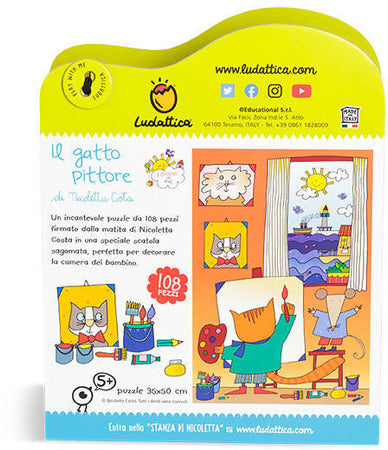 Ludattica Il Gatto Pittore Di Nicoletta Costa Puzzle 180pz. Puzzle per Bambini Colorato Dai 3 Anni 36x50cm