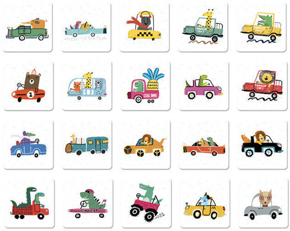Ludattica Memory Box Automobili Gioco Classico Educativo Di Memoria per Bambini Da 3 Anni
