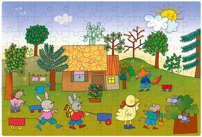 Ludattica Puzzle in Campagna Con Giulio Coniglio Puzzle Classico Bambini 5 Anni Puzzle 108pz 50x35 Cm