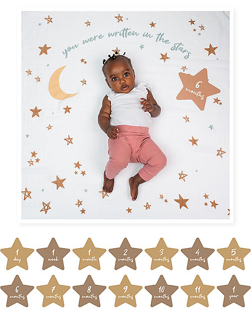 Copertina Lulujo Baby - Written in the Stars - in Mussola di Cotone con Kit Cards
