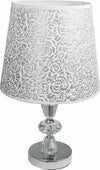 Lume-Da-Comodino-Moderno-Abat-Jour-Lumetto-Tavolo-Acciaio-Paralume-Glitter-D19a