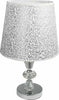 Lume-Da-Comodino-Moderno-Abat-Jour-Lumetto-Tavolo-Acciaio-Paralume-Glitter-D19a