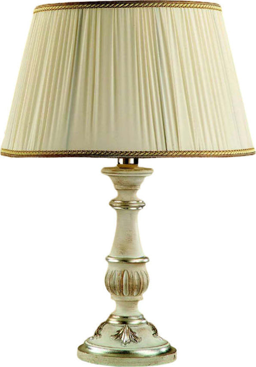 Lume-In-Legno-Classico-Bianco-Argento-Con-Paralume-1-Luce-Cavaliere