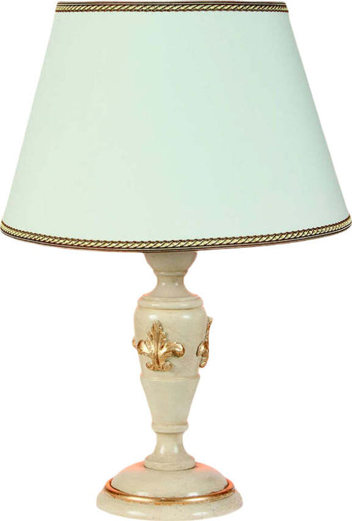 Lume-In-Legno-Classico-Crema-Oro-Con-Paralume-1-Luce-Cigno