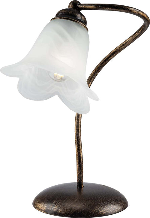 Lumetto-1-Luce-Alice-Ferro-Battuto-Marrone-E-Oro-Vetro-Bianco