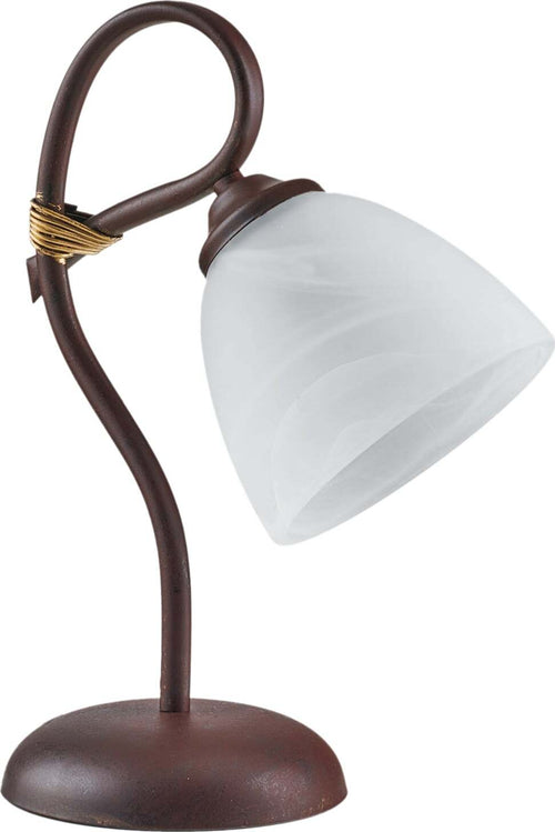Lumetto-1-Luce-Dallas-Ferro-Battuto-Nero-E-Ruggine-Vetro-Bianco