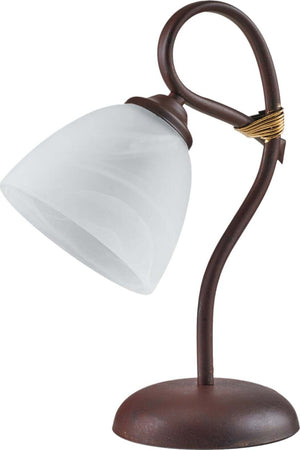 Lumetto-1-Luce-Dallas-Ferro-Battuto-Nero-E-Ruggine-Vetro-Bianco