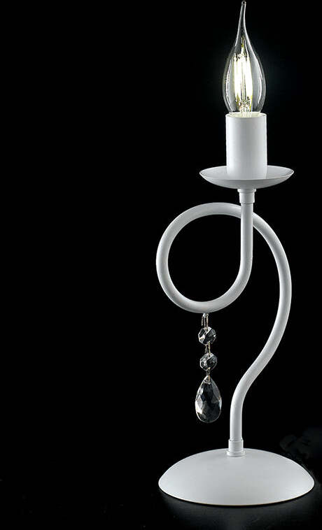 Lumetto-Classico-1-Luce-Ferro-Bianco-Shabby-e-Cristalli-Serie-Elegant