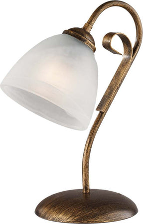 Lumetto-Forgiato-1-Luce-Ferro-Marrone-E-Oro-Vetro-Bianco