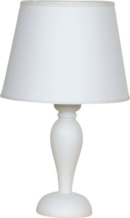 Lumetto-In-Legno-Classico-Bianco-Opaco-Con-Paralume-1-Luce-Sula