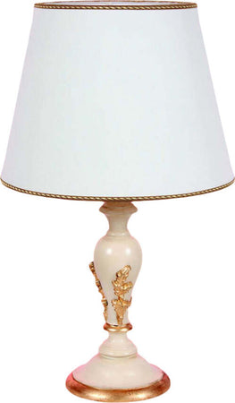 Lumetto-In-Legno-Classico-Crema-Oro-Con-Paralume-1-Luce-Pavoncelle