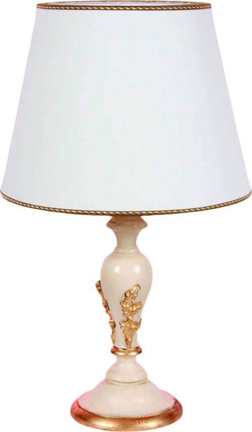 Lumetto-In-Legno-Classico-Crema-Oro-Con-Paralume-1-Luce-Pavoncelle