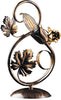 Lumetto-Iris-1-Luce-Arte-Povera-Con-Foglie-In-Ferro-Marrone-E-Oro