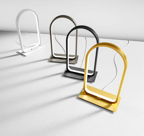 Lumetto-Moderno-Nicole-Alluminio-Oro-Spazzolato-E-Silicone-Bianco-Led-12W