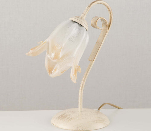 Lumetto-Rustico-1-Luce-Ferro-Avorio-e-Oro-Vetro-Ambra-Serie-Forgiato