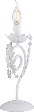 Lumetto-Shabby-Damasco-1-Luce-Ferro-Battuto-Bianco-E-Cristalli