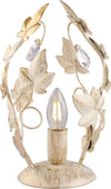 Lumetto-Shabby-Edera-1-Luce-Ferro-Battuto-Avorio-E-Oro-Con-Foglie-E-Cristalli