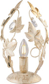 Lumetto-Shabby-Edera-1-Luce-Ferro-Battuto-Avorio-E-Oro-Con-Foglie-E-Cristalli