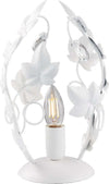 Lumetto-Shabby-Edera-1-Luce-Ferro-Battuto-Bianco-Con-Foglie-E-Cristalli