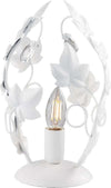 Lumetto-Shabby-Edera-1-Luce-Ferro-Battuto-Bianco-Con-Foglie-E-Cristalli