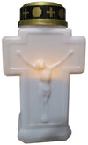 LUMINO VOTIVO CIMITERIALE A LED EFFETTO FIAMMA CON BATTERIE 2AA E INTERRUTTORE