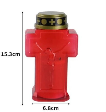 LUMINO VOTIVO CIMITERIALE A LED EFFETTO FIAMMA CON BATTERIE 2AA E INTERRUTTORE