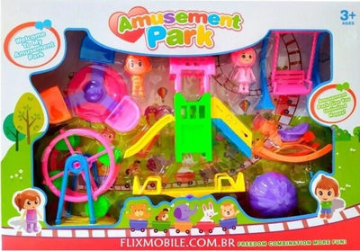 Luna-Park-Giostre-Giostra-Personaggi-Altalena-Scivolo-Giocattolo-Gioco-Bambina