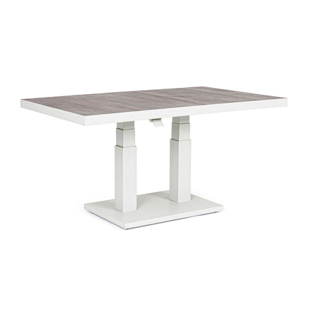 Tavolino "Truman" con struttura in alluminio, con piano in ceramica, altezza regolabile