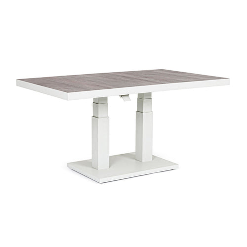 Tavolino Truman con struttura in alluminio, con piano in ceramica, altezza regolabile