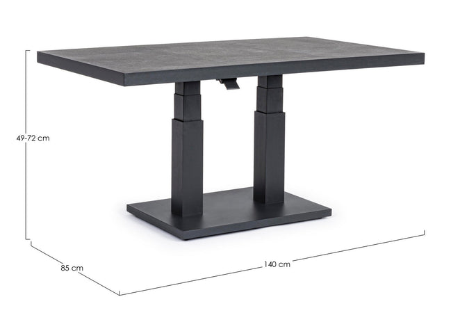 Tavolino "Truman" con struttura in alluminio, con piano in ceramica, altezza regolabile
