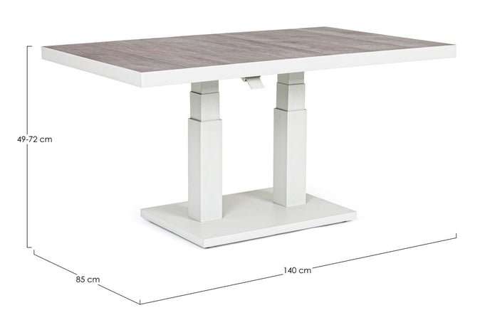 Tavolino "Truman" con struttura in alluminio, con piano in ceramica, altezza regolabile