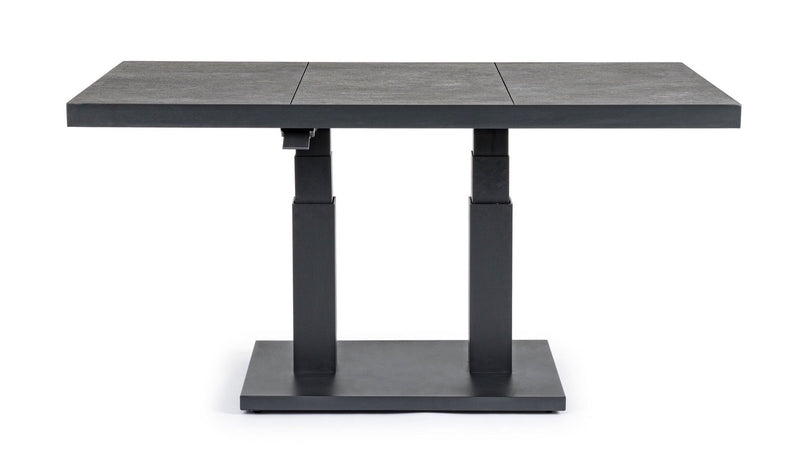 Tavolino "Truman" con struttura in alluminio, con piano in ceramica, altezza regolabile