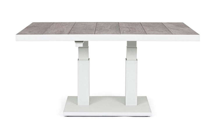Tavolino "Truman" con struttura in alluminio, con piano in ceramica, altezza regolabile