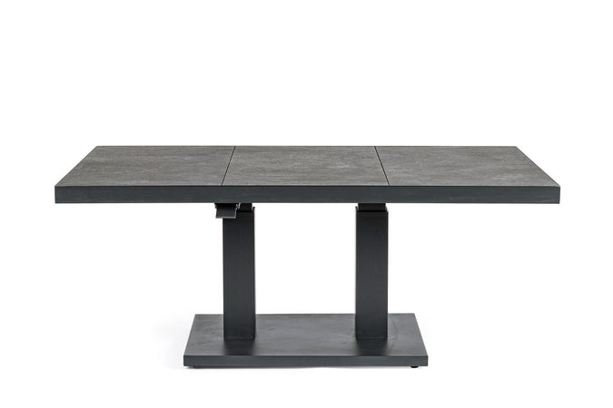 Tavolino "Truman" con struttura in alluminio, con piano in ceramica, altezza regolabile