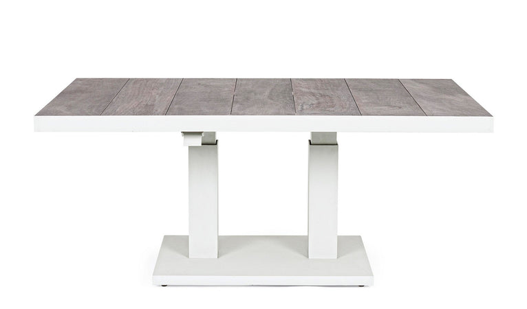 Tavolino "Truman" con struttura in alluminio, con piano in ceramica, altezza regolabile