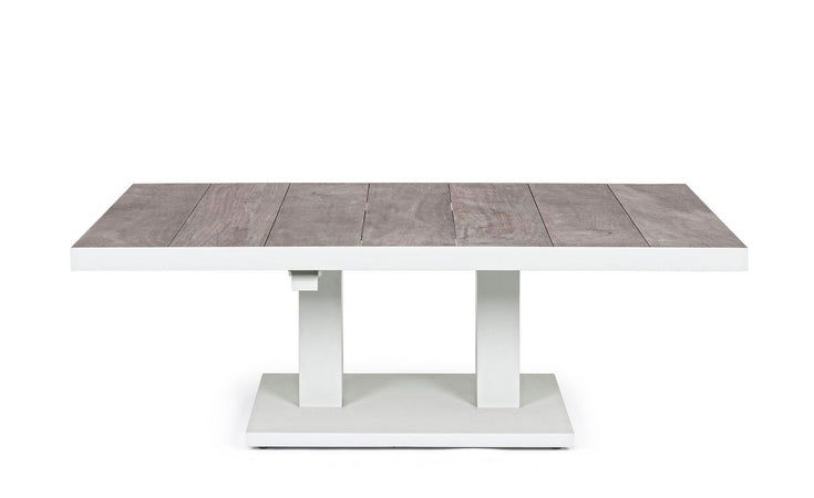 Tavolino "Truman" con struttura in alluminio, con piano in ceramica, altezza regolabile