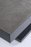 Tavolino Truman con struttura in alluminio, con piano in ceramica, altezza regolabile