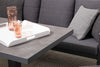 Tavolino Truman con struttura in alluminio, con piano in ceramica, altezza regolabile