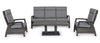 Tavolino Truman con struttura in alluminio, con piano in ceramica, altezza regolabile