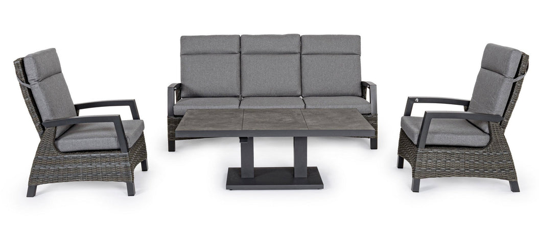 Tavolino "Truman" con struttura in alluminio, con piano in ceramica, altezza regolabile