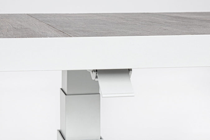 Tavolino "Truman" con struttura in alluminio, con piano in ceramica, altezza regolabile