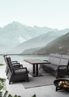 Tavolino Truman con struttura in alluminio, con piano in ceramica, altezza regolabile