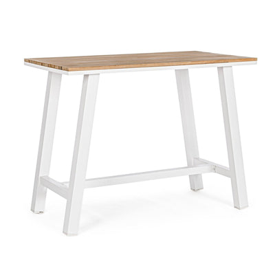 Tavolino Skipper con struttura in alluminio, piano con doghe, 131 x 73 cm